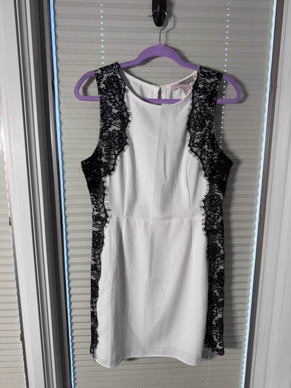 Forever 21 White Mini Dress with Black Lace Panels